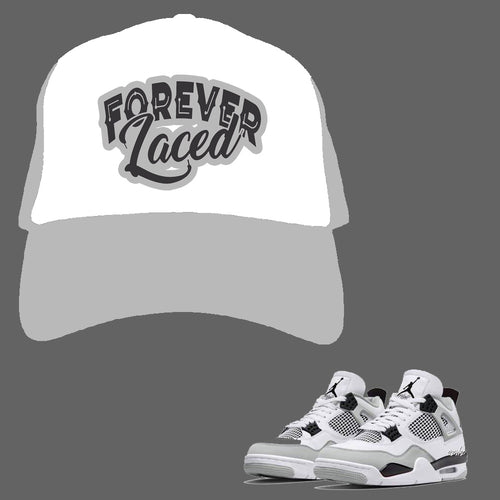 Forever Laced Mesh Trucker Hat to match Retro Jordan 4 Military Black