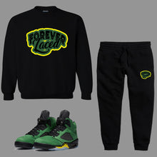 Load image into Gallery viewer, Forever Laced Crewneck Sweatsuit to match Retro Jordan 5 Oregon sneakers