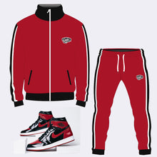 Load image into Gallery viewer, Forever Laced Tracksuit to match Retro Jordan 1 OG Bred Patent