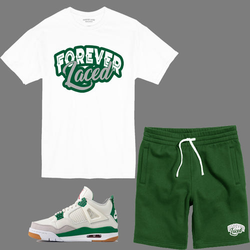 Forever Laced Short Set to match Retro Jordan 4 Pine Green sneakers