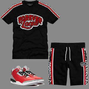 Forever Laced Short Set to match the Retro Jordan 3 Red Cement
