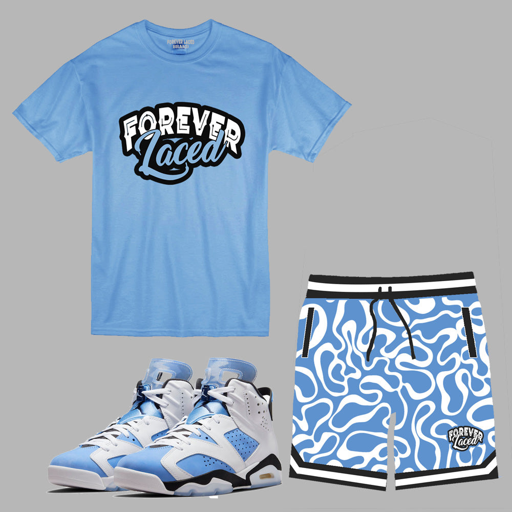 Forever Laced Short Set to match Retro Jordan 6 UNC sneakers