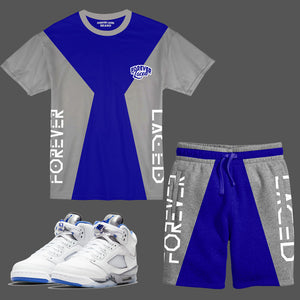 Forever Laced Short Set to match Retro Jordan 5 Stealth Sneakers