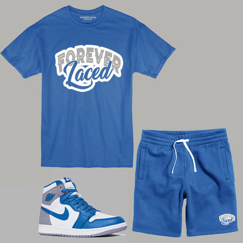Forever Laced Short Set to match Retro Jordan 1 True Blue sneakers