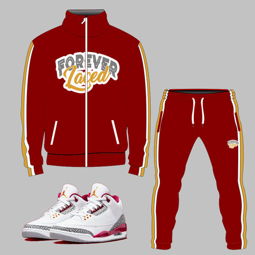 Forever Laced Tracksuit to match Retro Jordan 3 Cardinal Red
