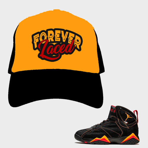 Forever Laced Mesh Trucker Hat to match Retro Jordan 7 Citrus