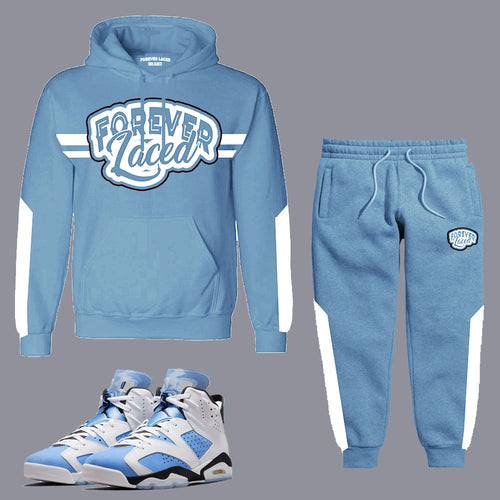 Forever Laced Hooded Sweatsuit to match the Retro Jordan 6 UNC sneakers