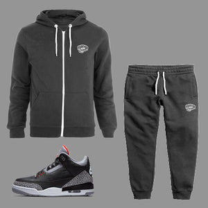 Forever Laced Zipped Hoodie Sweatsuit in Charcoal