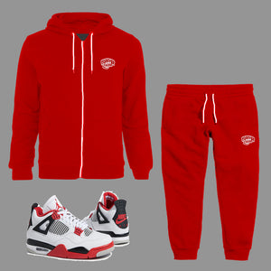 Forever Laced Youth Zipped Hoodie Sweatsuit in Red
