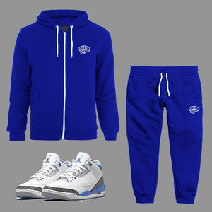 Forever Laced Zipped Hoodie Sweatsuit in Royal Blue