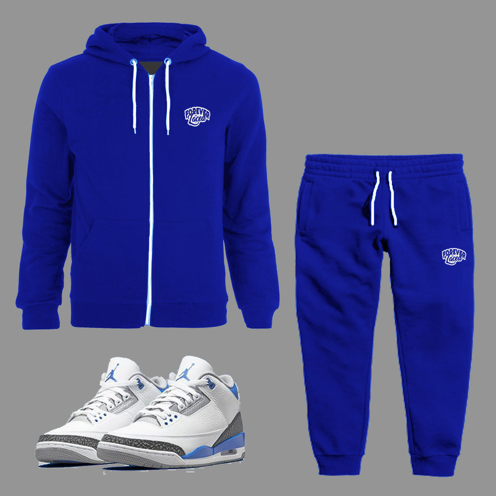 Forever Laced Youth Zipped Hoodie Sweatsuit in Royal Blue