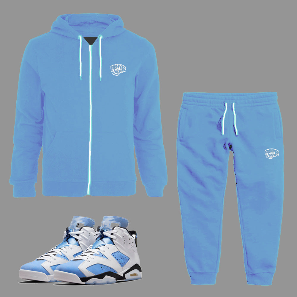 Forever Laced Zipped Hooded Sweatsuit to match Retro Jordan 1 UNC sneakers