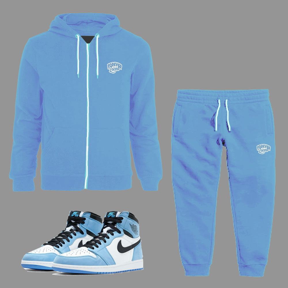 Forever Laced Zipped Hoodie Sweatsuit in University Blue