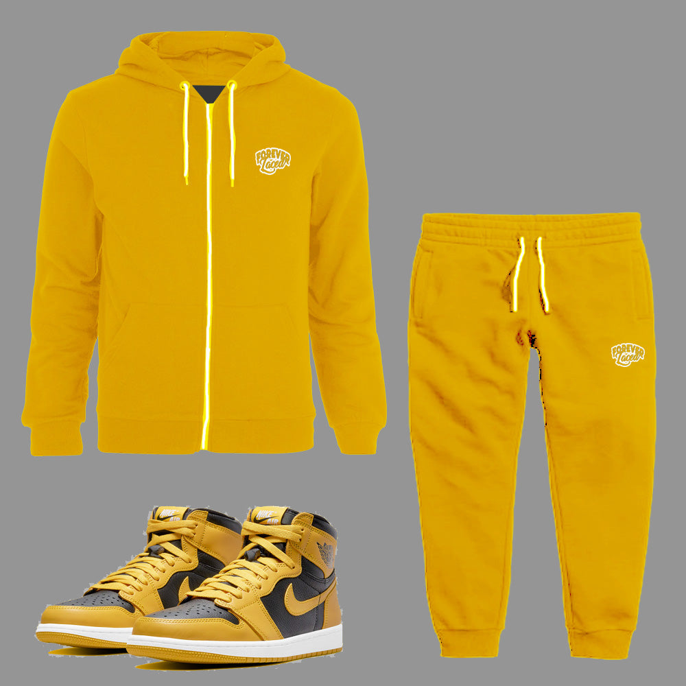 Forever Laced Zipped Hoodie Sweatsuit in University Gold