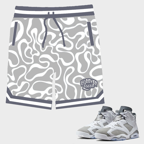 Forever Laced Shorts to match Retro Jordan 6 Cool Grey sneakers