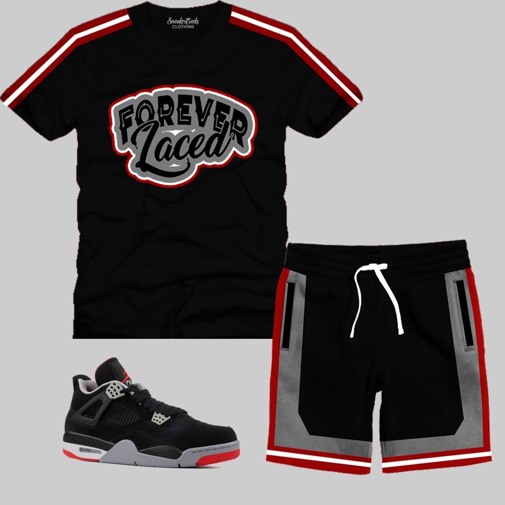 Forever Laced Short Set to match Retro Jordan 4 Bred – FLB