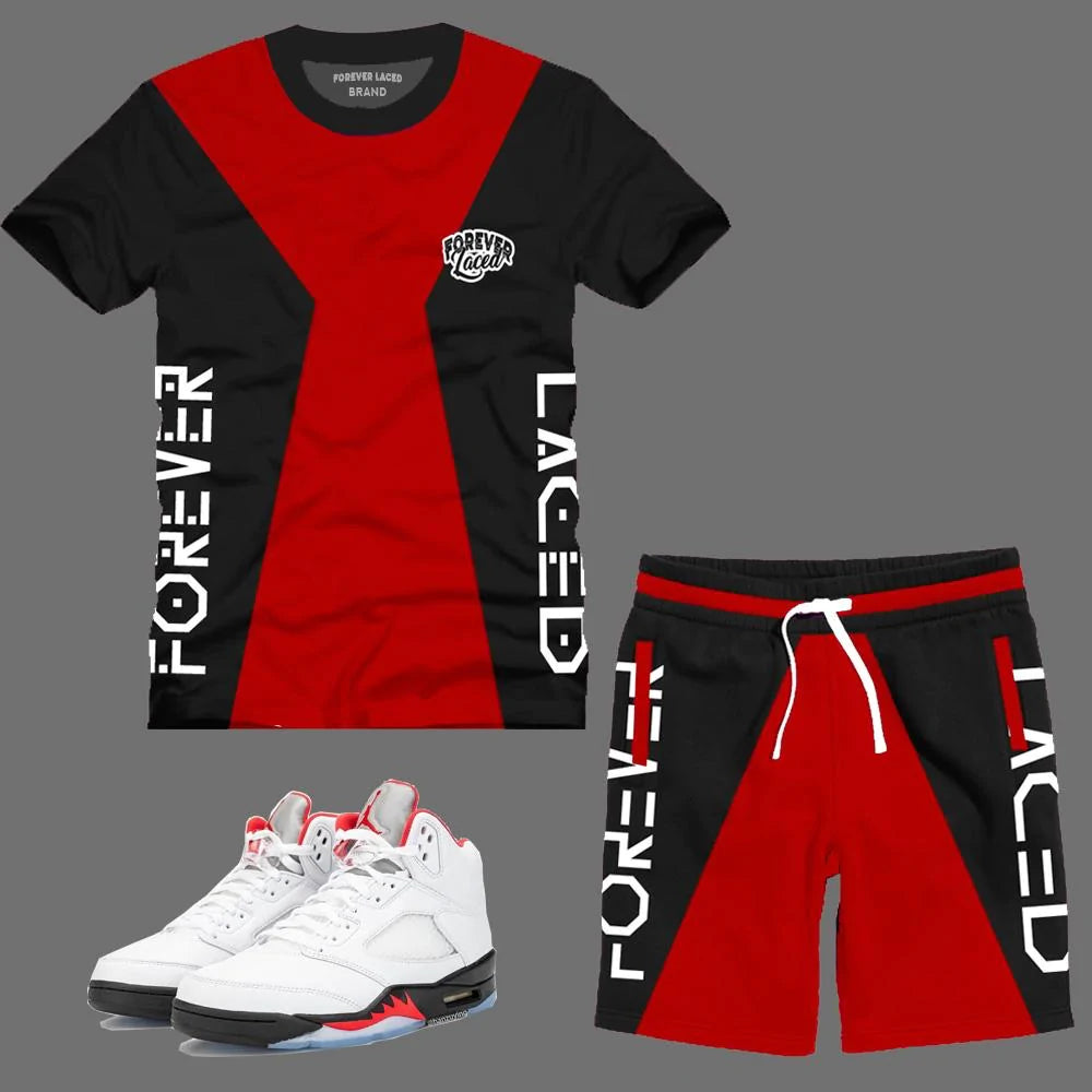 Forever Laced Short Set to match Retro Jordan 5 Fire Red