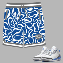 Load image into Gallery viewer, Forever Laced Shorts to match Retro Jordan 3 Racer Blue