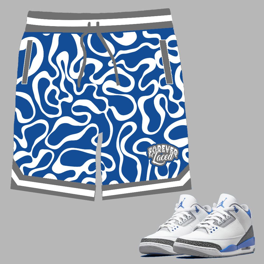 Forever Laced Shorts to match Retro Jordan 3 Racer Blue