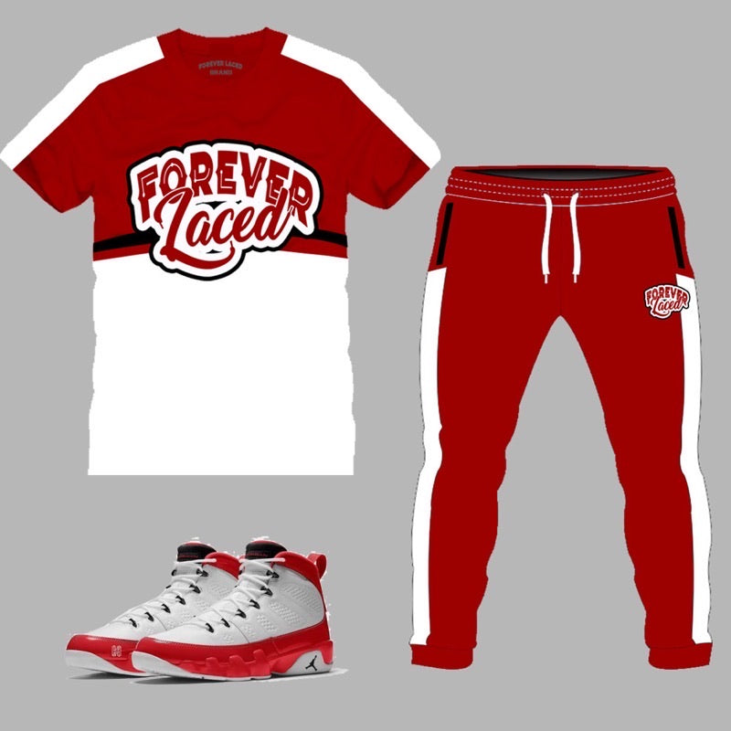 Forever Laced T-Shirt Set to match Retro Jordan 9 Gym Red
