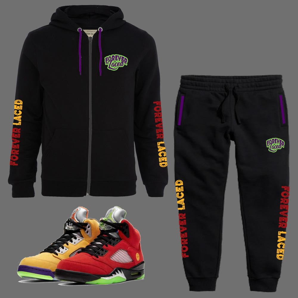 Forever Laced Zipped Hoodie Sweatsuit to match the Retro Jordan 5 What The
