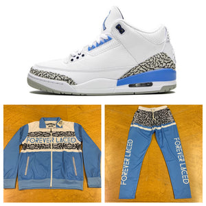 Forever Laced Tracksuit to match Retro Jordan 3 UNC