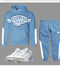 Load image into Gallery viewer, Forever Laced Hooded Sweatsuit to match Retro Jordan 3 UNC