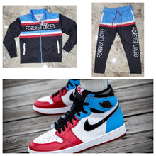Load image into Gallery viewer, Forever Laced Tecmo Tracksuit to match Retro Jordan 1 Fearless Sneakers